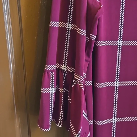 Liz Claiborne-Burgundy squared print dress pollover Sz XL NWT. - Picture 5 of 10